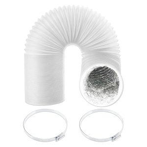 Air Conditioning Duct Hose PVC Flexible Vent Pipe Universal (6" x 3 Metres, White) + Steel Screw Pipe Clips x 2