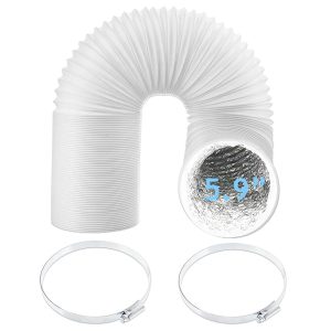 Air Con Vent Hose 5.9" 6m Insulated PVC Aluminium AC Air Conditioner Pipe Clips